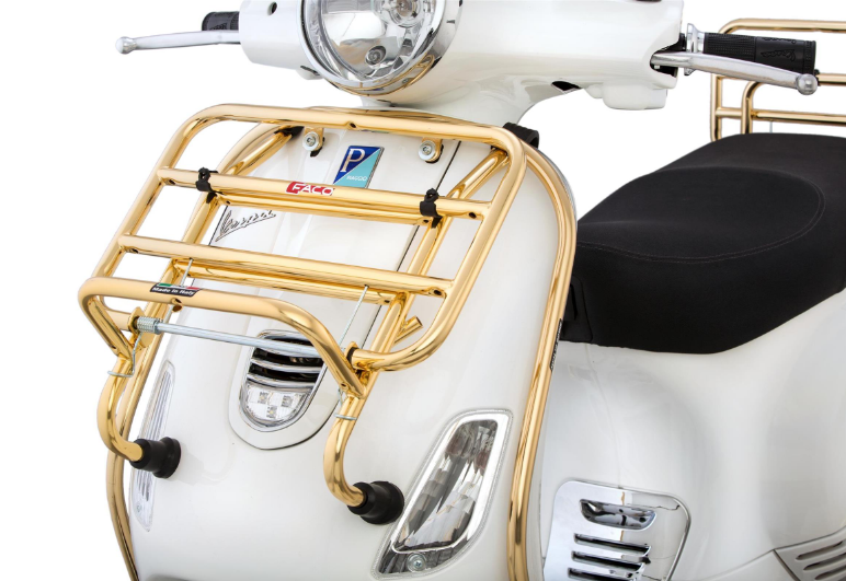 Luggage rack front for Vespa LX/LXV 50-150cc, foldable, gold