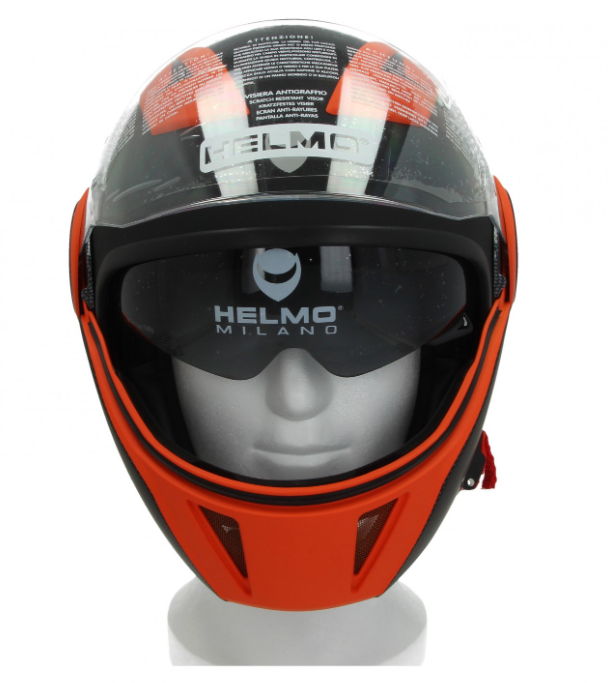 Helmo Milano Full jet helmet, FuoriRotta Premium, black, orange, matt