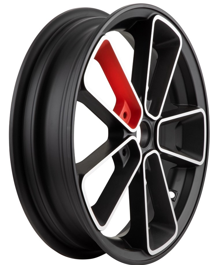 Rim front/rear 13" for Vespa GTS/GTS Super/GTV/GT 60/GT/GT L 125-300cc, black matt/red