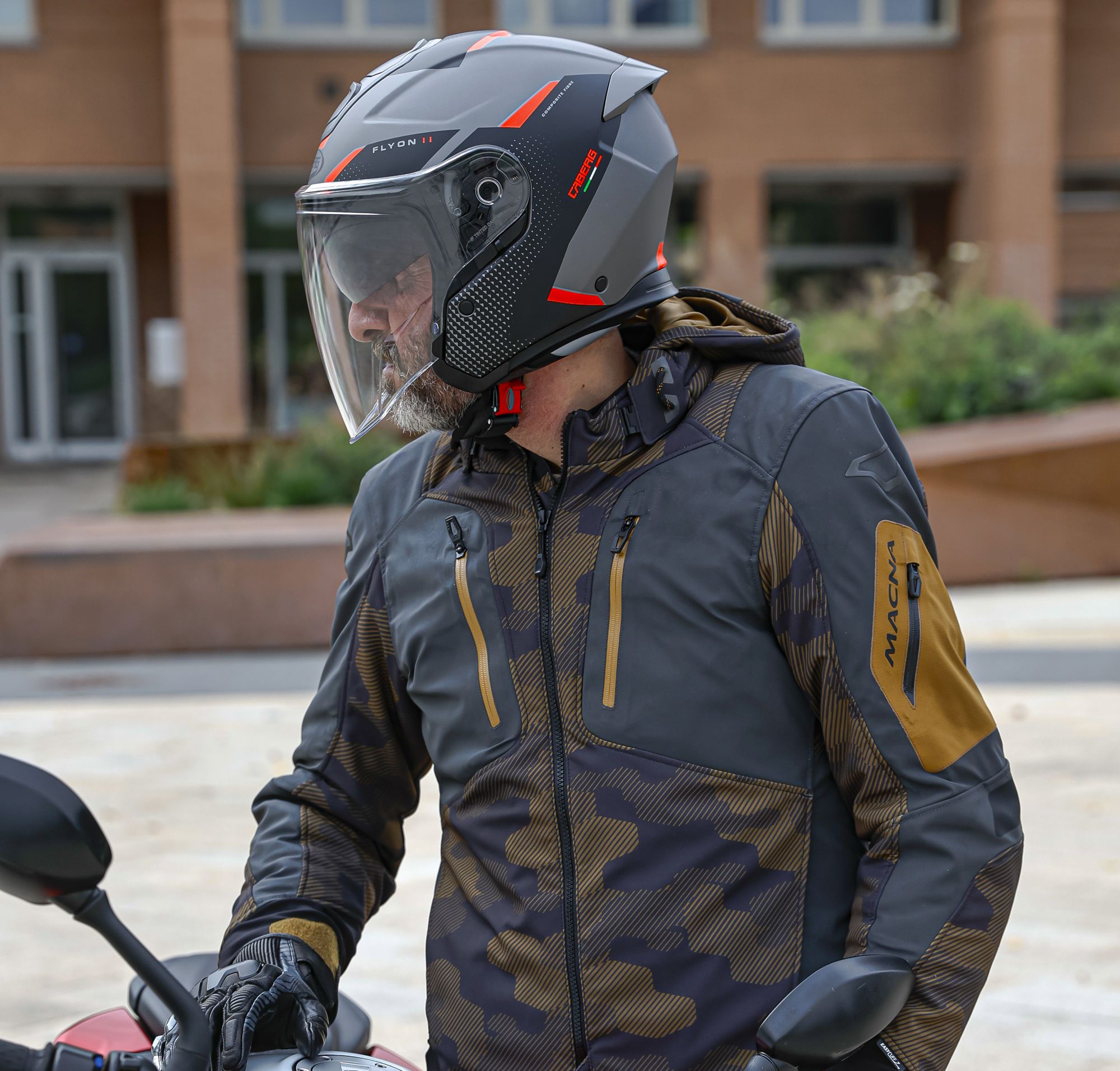 Caberg helmet Flyon II Boss matt-grey/red-black
