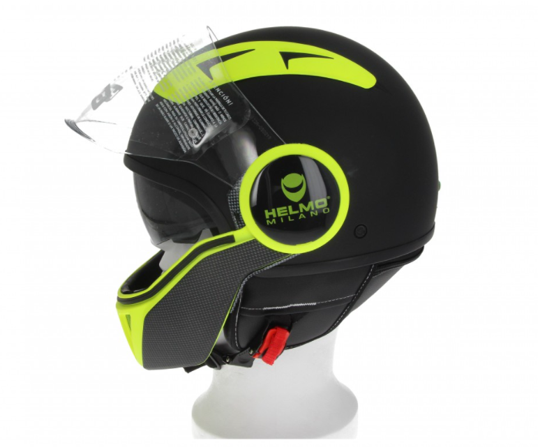 Helmo Milano Full jet helmet, FuoriRotta Premium, black, yellow, matt