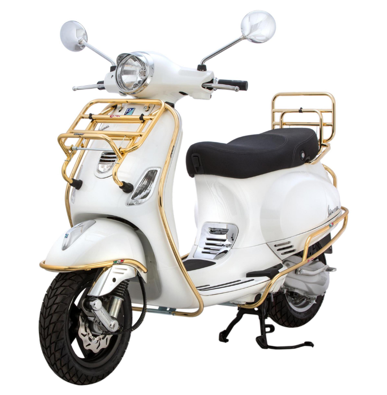 Luggage rack front for Vespa LX/LXV 50-150cc, foldable, gold