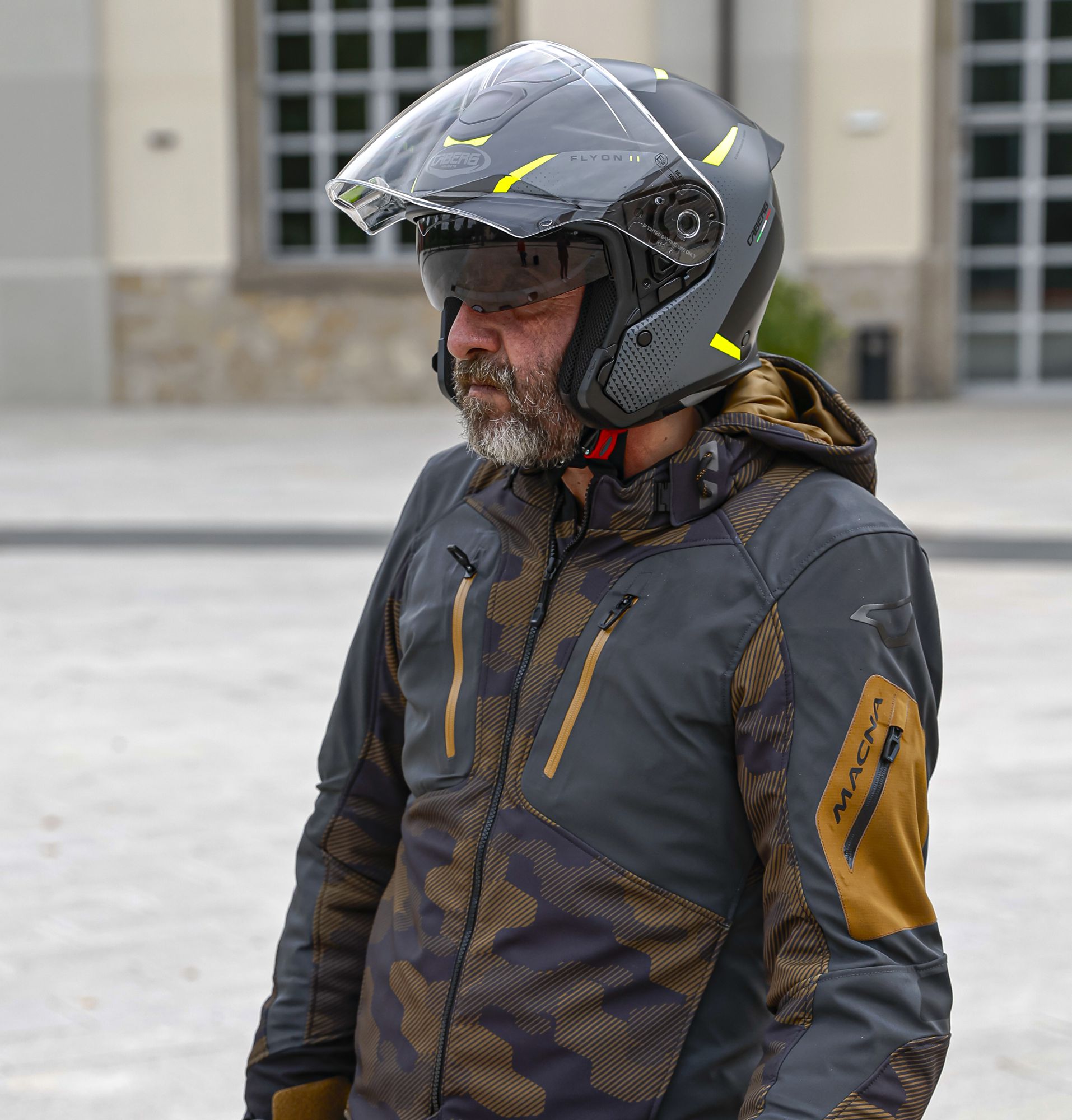 Caberg helmet Flyon II Boss matt-black/grey-fluo-yellow