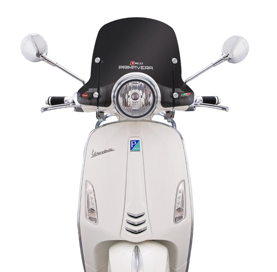 Windshield FACO half high for Vespa Primavera /Elettrica 50-125cc 2T/4T ('14-), black tinted