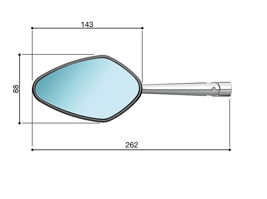 Mirror RIZOMA "Veloce naked" left or right for Vespa, silver/black
