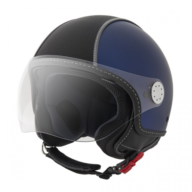 Piaggio Demi Jet helmet, carbon skin, blue