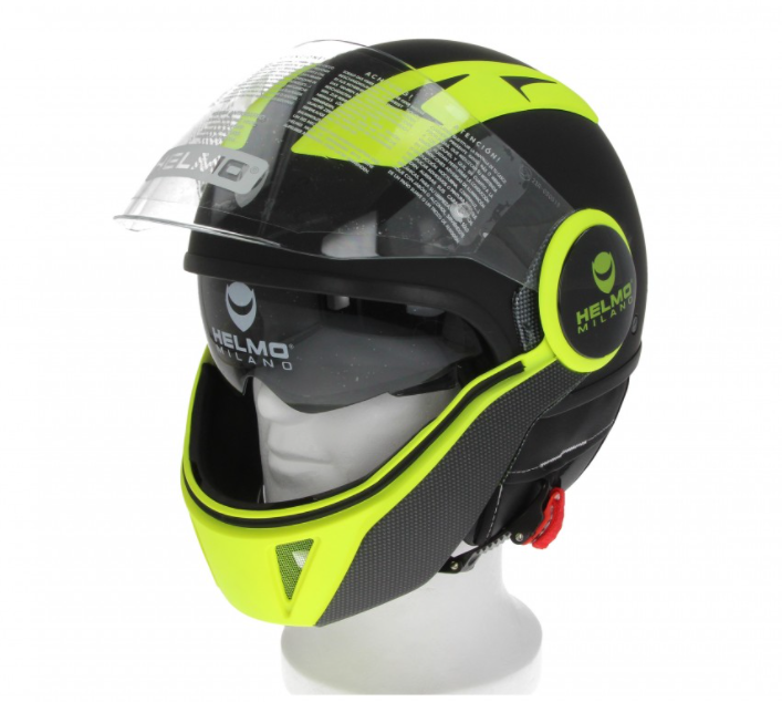 Helmo Milano Full jet helmet, FuoriRotta Premium, black, yellow, matt