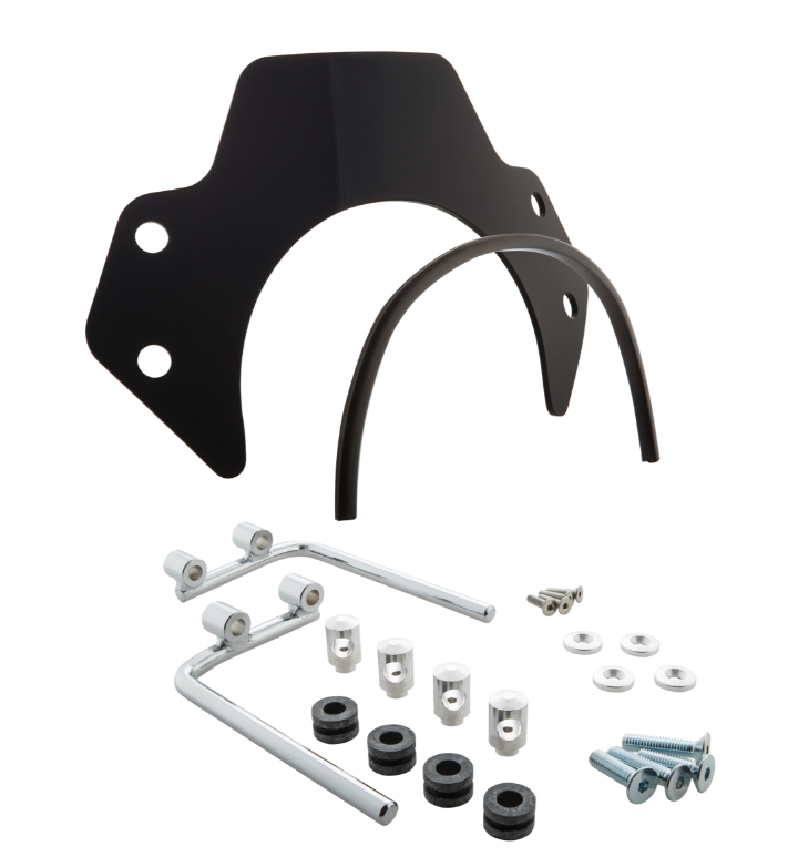 Flyscreen for Vespa PX 80-200cc, silver holder, black tinted