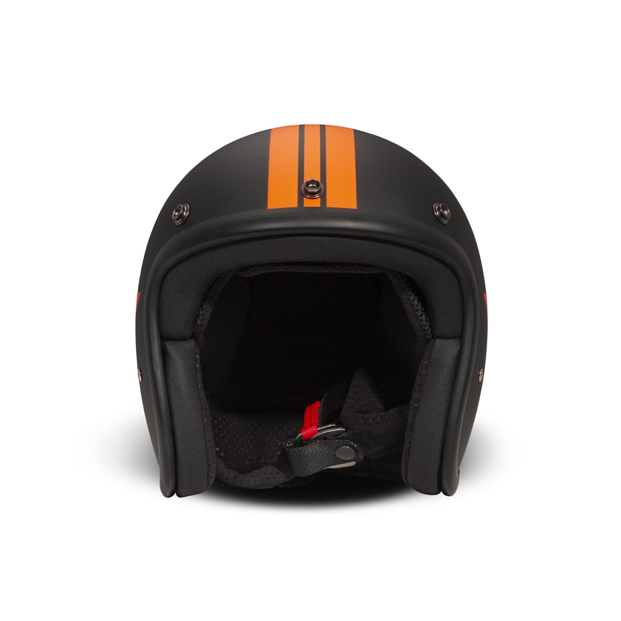 DMD jet helmet Retro, black, matt, Star Orange, fiberglass, ECE 22.06
