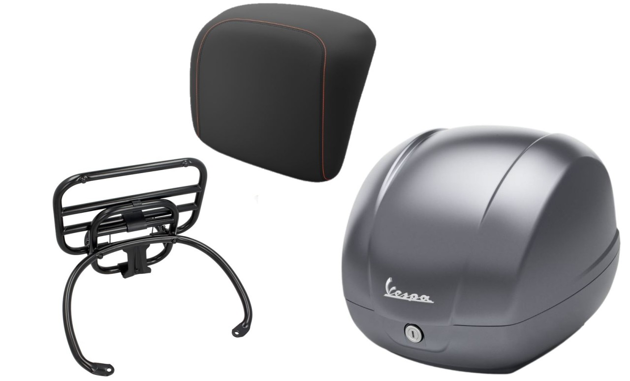 Topcase kit 36L gray titanium (707/C), luggage rack black for Vespa GTS 125/300/310