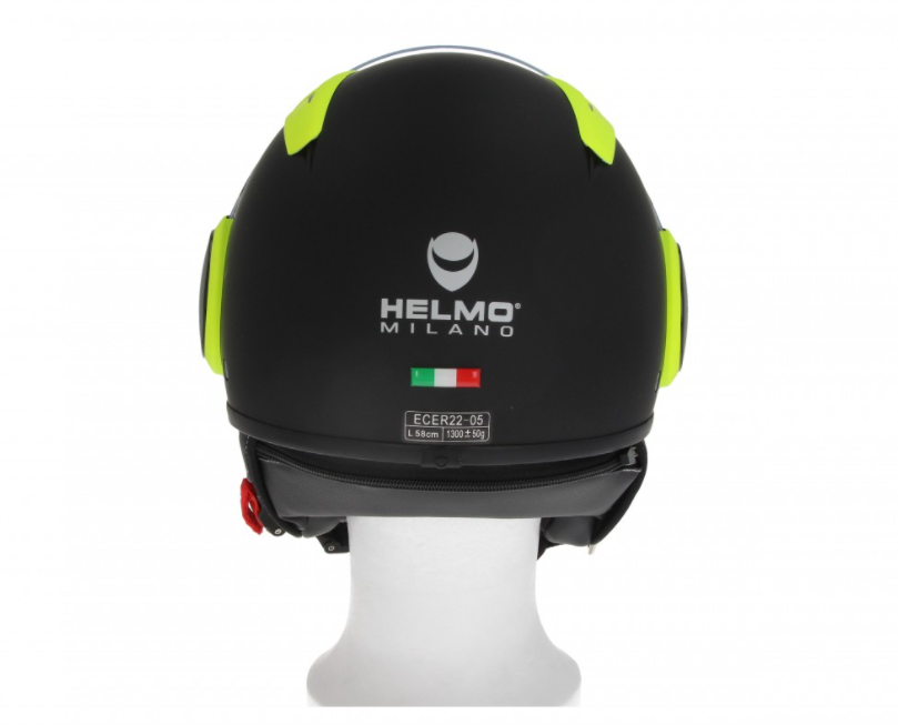 Helmo Milano Full jet helmet, FuoriRotta Premium, black, yellow, matt