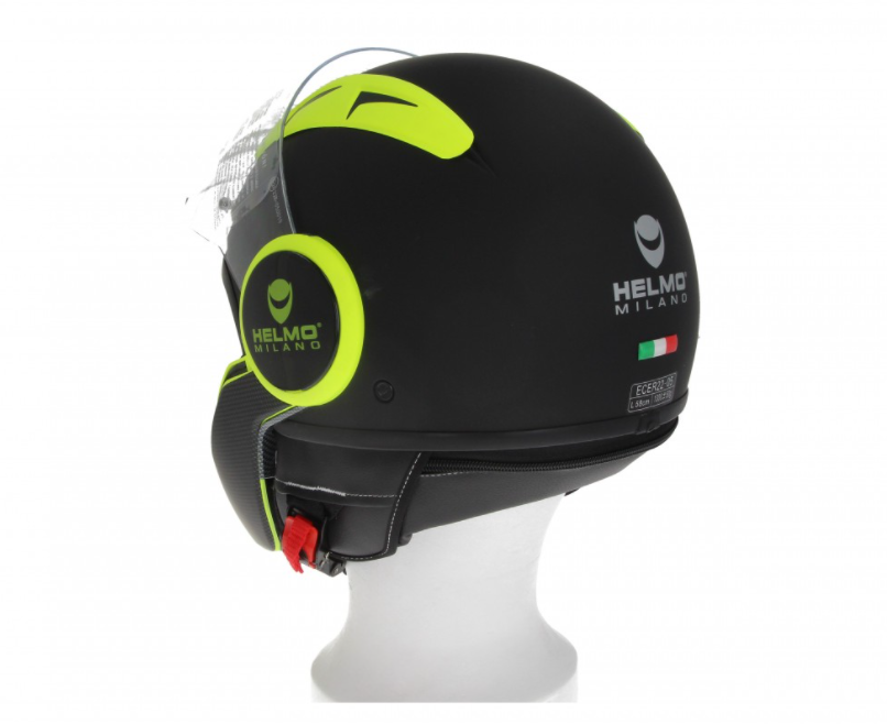 Helmo Milano Full jet helmet, FuoriRotta Premium, black, yellow, matt