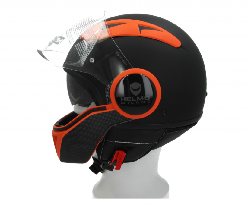 Helmo Milano Full jet helmet, FuoriRotta Premium, black, orange, matt