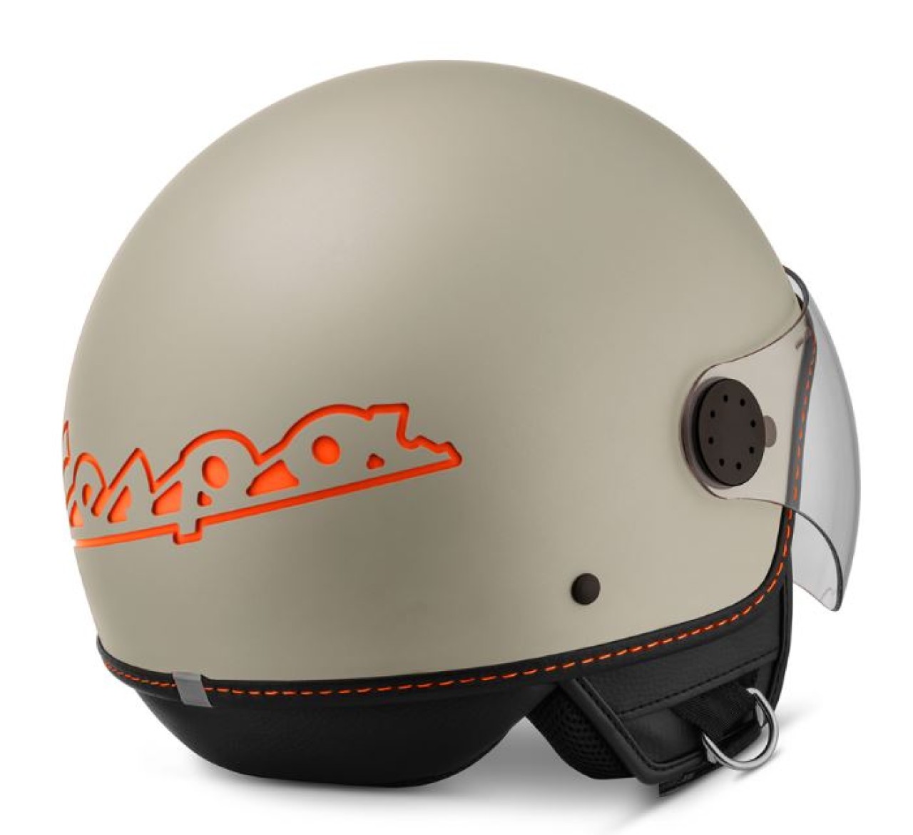 Vespa Open-Face Helmet, Vespa Visor LangHe, Matte Beige / Orange