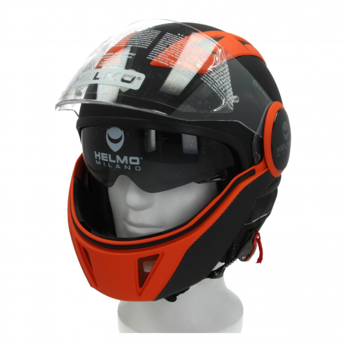 Helmo Milano Full jet helmet, FuoriRotta Premium, black, orange, matt