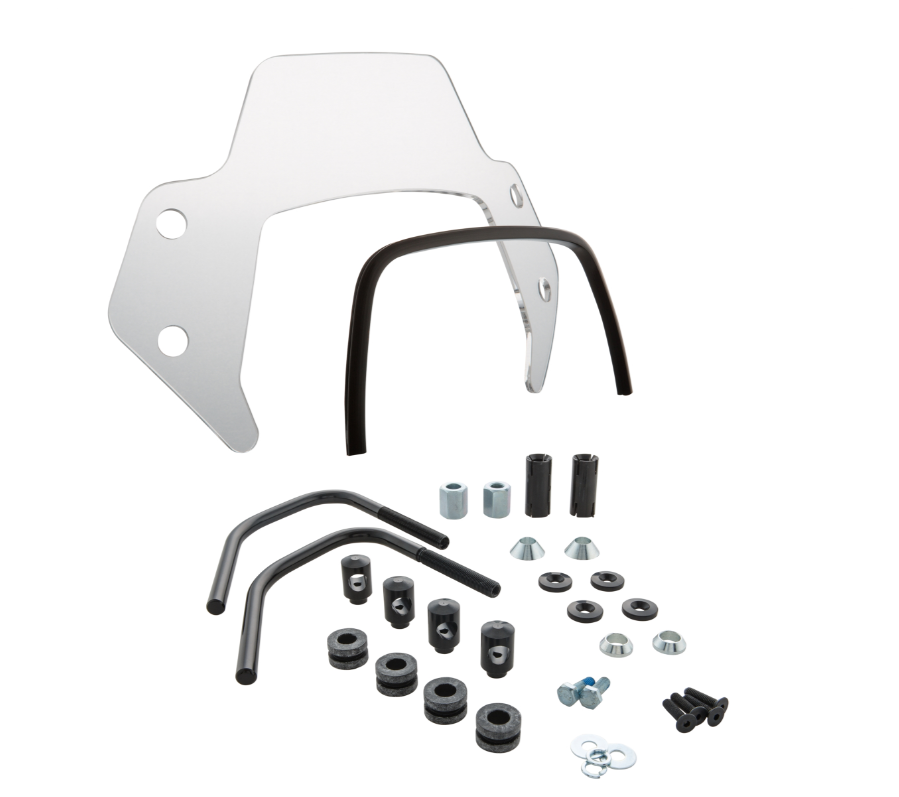 Flyscreen for Vespa Sprint 50-150cc 2T/4T, black holders, clear