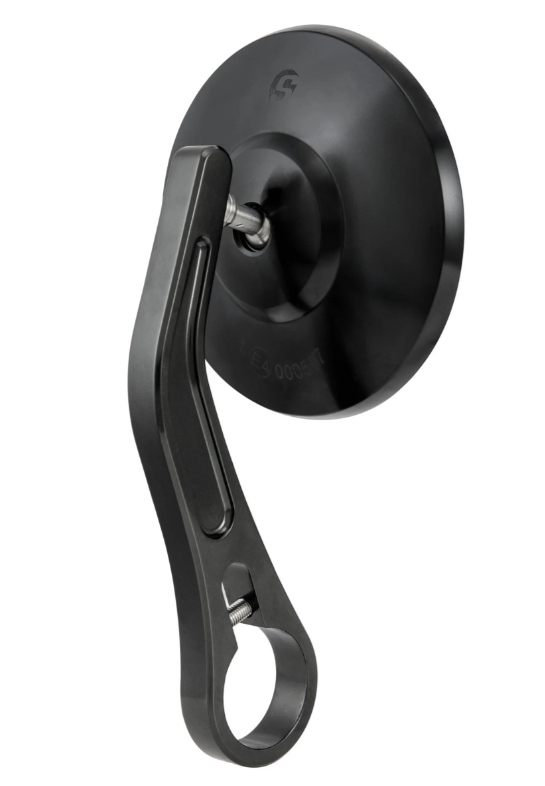 Handlebar end mirror for Vespa, left or right, round, black glossy