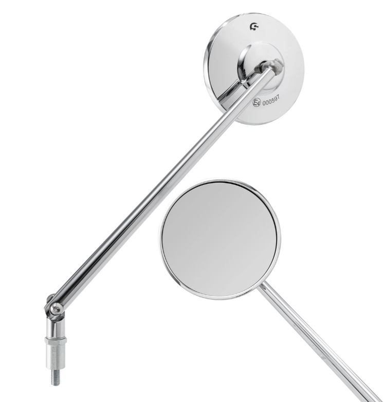 Standard mirror for Vespa, left-hand thread, chrome