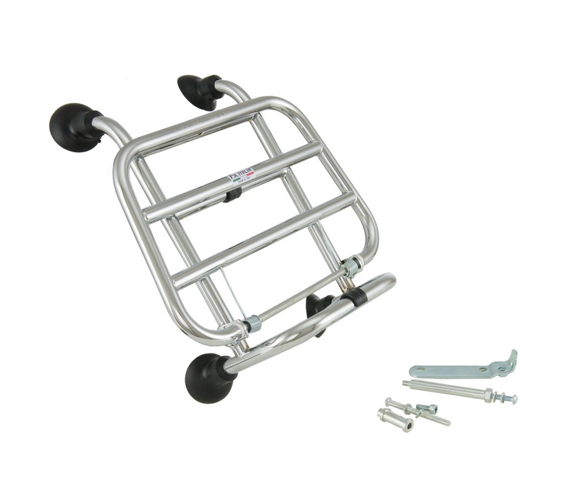 Luggage rack front for Vespa Primavera /Sprint /Elettrica 50-150ccm, foldable, chrome