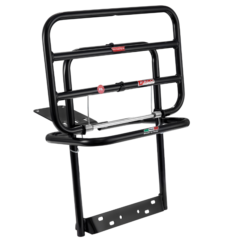 Rear luggage rack for Vespa PX 80-200cc, foldable, black