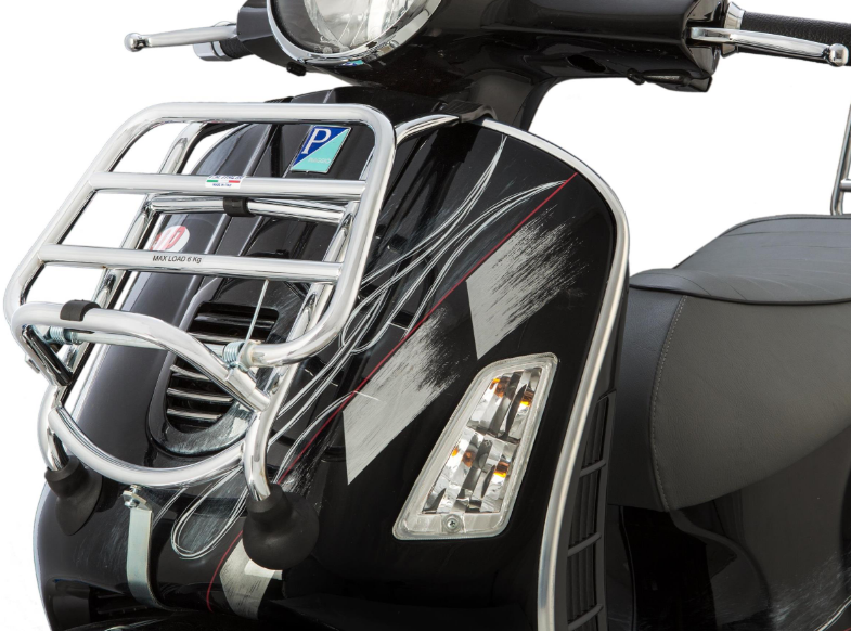 Luggage rack front for Vespa GTS/GTS Super/GTV/GT 60/GT/GT L 125-300ccm, foldable, chrome