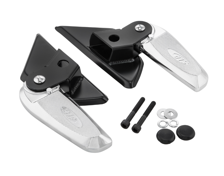 Footrests right and left for Vespa LX /LXV /S 50-150cc, black/chrome