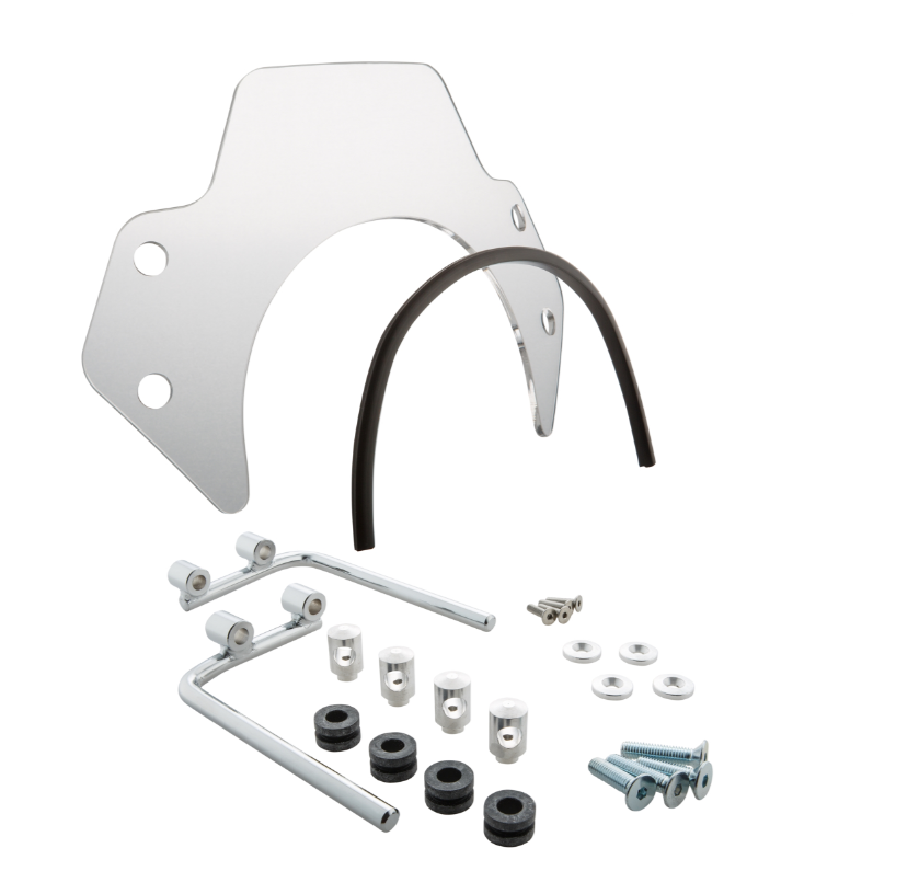 Flyscreen for Vespa PX 80-200cc, silver holders, clear