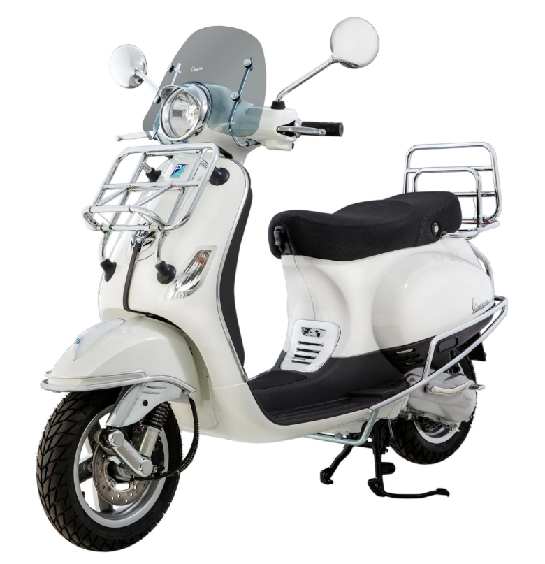 Rear luggage rack for Vespa LX/LXV/S 50-150cc, foldable, chrome