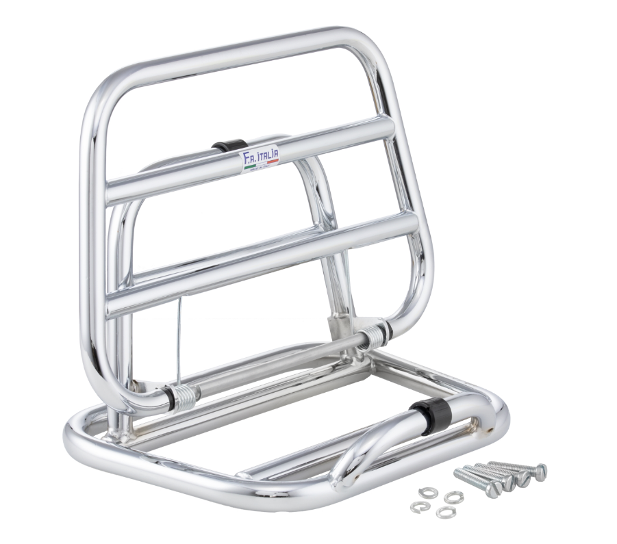 Rear luggage rack for Vespa 946 3V i.e. 125cc, foldable, chrome