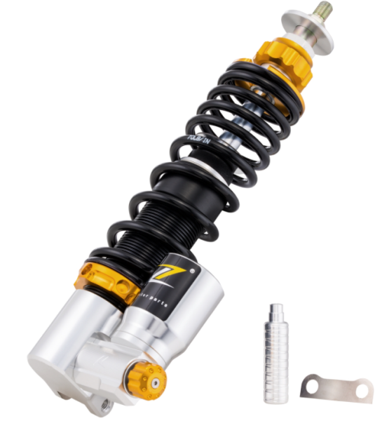Shock absorber "Black Edition", front for Vespa Primavera/​Sprint 50 -150ccm ('17-), silver/orange/black