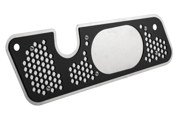 Exhaust trim swing arm for Vespa GTS/GTS Super/GTV/GT, silver/black