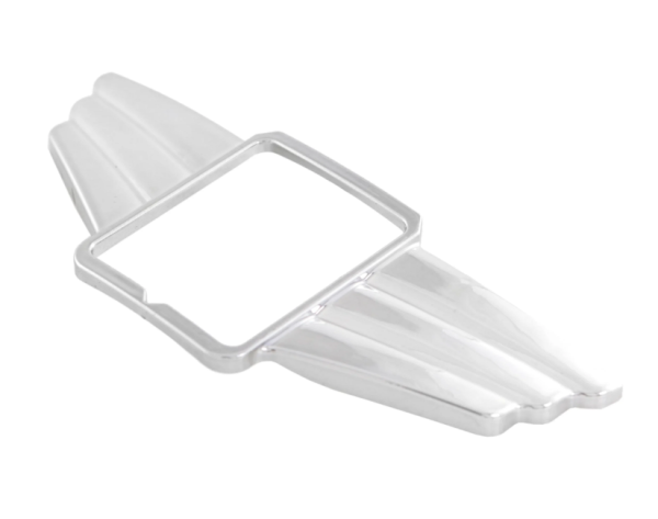 Cascade decorative wing for square PIAGGIO emblem, Mark II, for Vespa, plastic, chrome