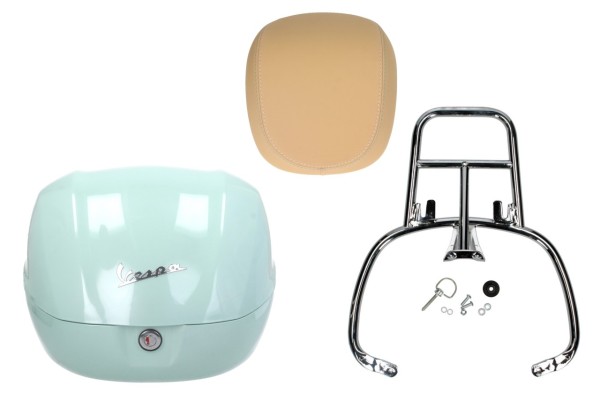 Topcase Kit 32L latte menta (350/A), back cushion beige, luggage rack chrome for Primavera