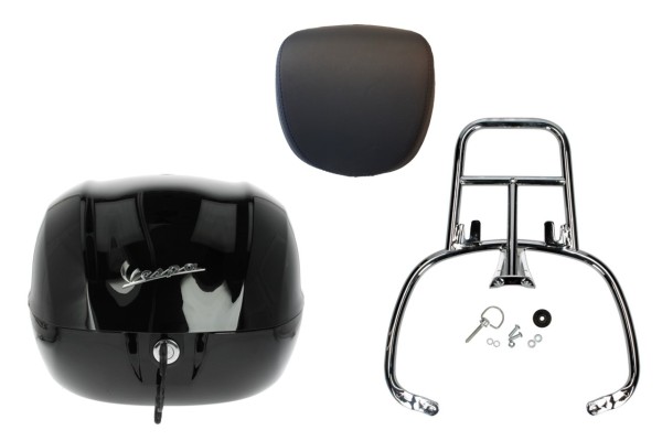 Topcase Kit 32L nero cosmo (98/A), back cushion black for Vespa Sprint / Primavera