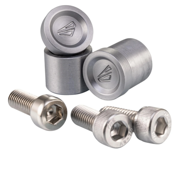 Abdeckung Spiegelloch links & rechts FABRICA für Vespa, grau eloxiert