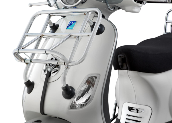 Luggage carrier front for Vespa LX /S 50-150cc, foldable, chrome