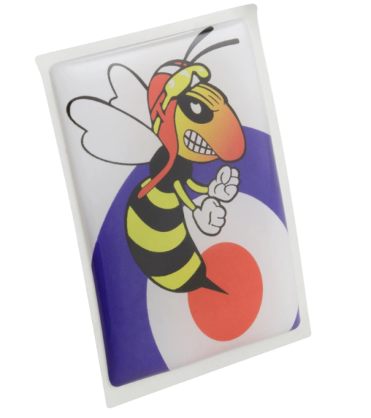 Vespa emblem "Target evil wasp" 4-corner cascade, blue / white / red