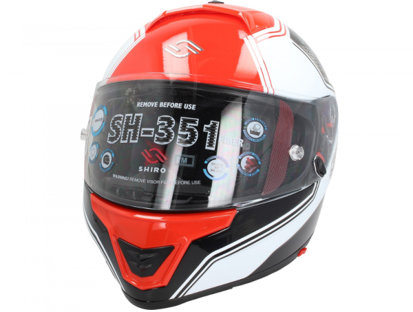 Shiro full face helmet, SH351, Fiber, F4, red