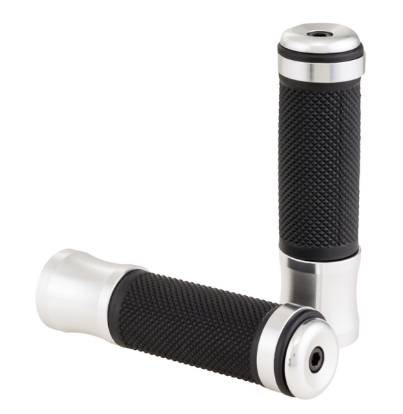 Grips Ø 24/24 mm, L 125 mm for Vespa PX 125-200cc, black/silver