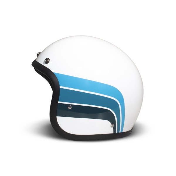DMD Retro Jet Helmet, white, blue, glossy, Olympus, fiberglass, ECE 22.06