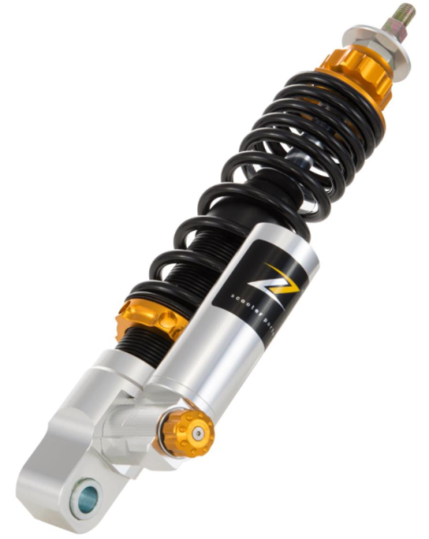 Shock absorber "Black Edition", front for Vespa Primavera/​Sprint 50 -150ccm 2T/​4T AC, silver/orange