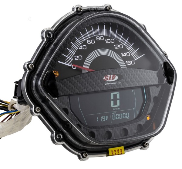 Revolution counter/speedometer for Vespa GTS/​GTS Super/​GTS SuperSport, i.e., 125-300ccm (-'14), carbon-look