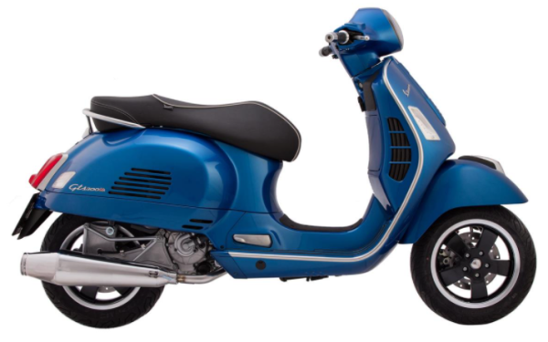 Racing exhaust for Vespa GTS/​GTS Super/​GTV/​GT 60 125-300ccm i.e., 4T, LC, polished stainless steel