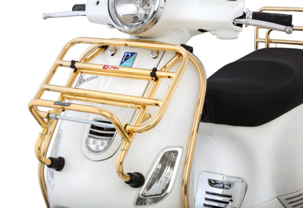 Luggage rack front for Vespa LX/LXV 50-150cc, foldable, gold