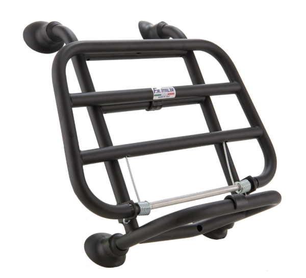 Luggage carrier front for Vespa Primavera /Sprint /Elettrica 50-150ccm, foldable, black glossy