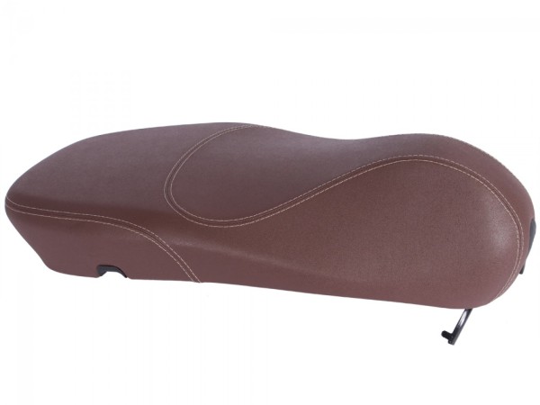 Original Vespa seat bench for Vespa Primavera in brown with white stitching