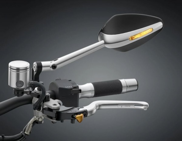 Mirror RIZOMA "Veloce L naked" left or right with blinker for Vespa, silver anodized