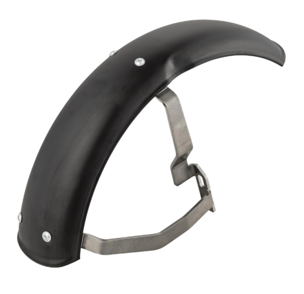 Mudguard 2.0 Garelli for Vespa PX 80-200cc, metal black matt, bracket stainless steel brushed