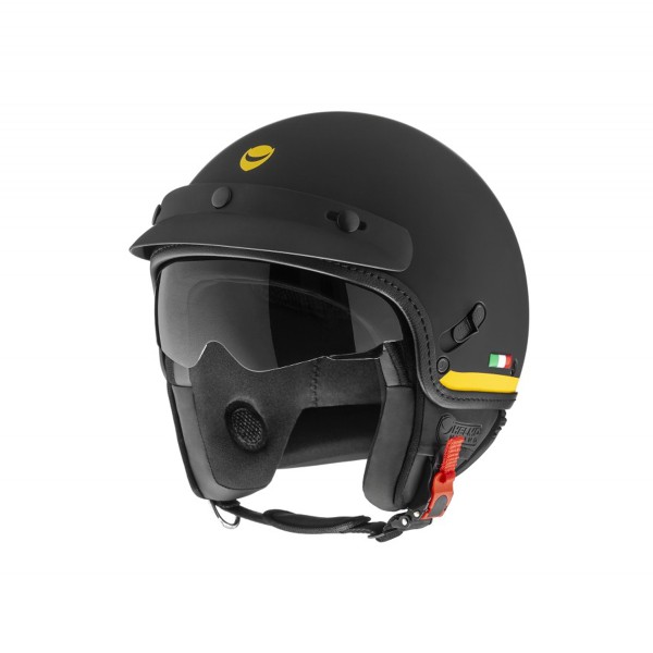 Helmo Milano jet helmet, FuoriPorta, black matt, yellow