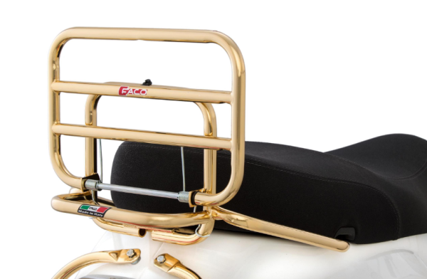 Rear rack for Vespa LX/LXV 50-150cc, foldable, gold